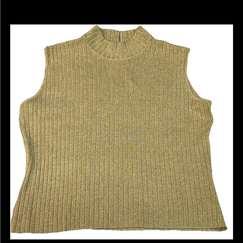St. John Gold Textured Knit Top PS